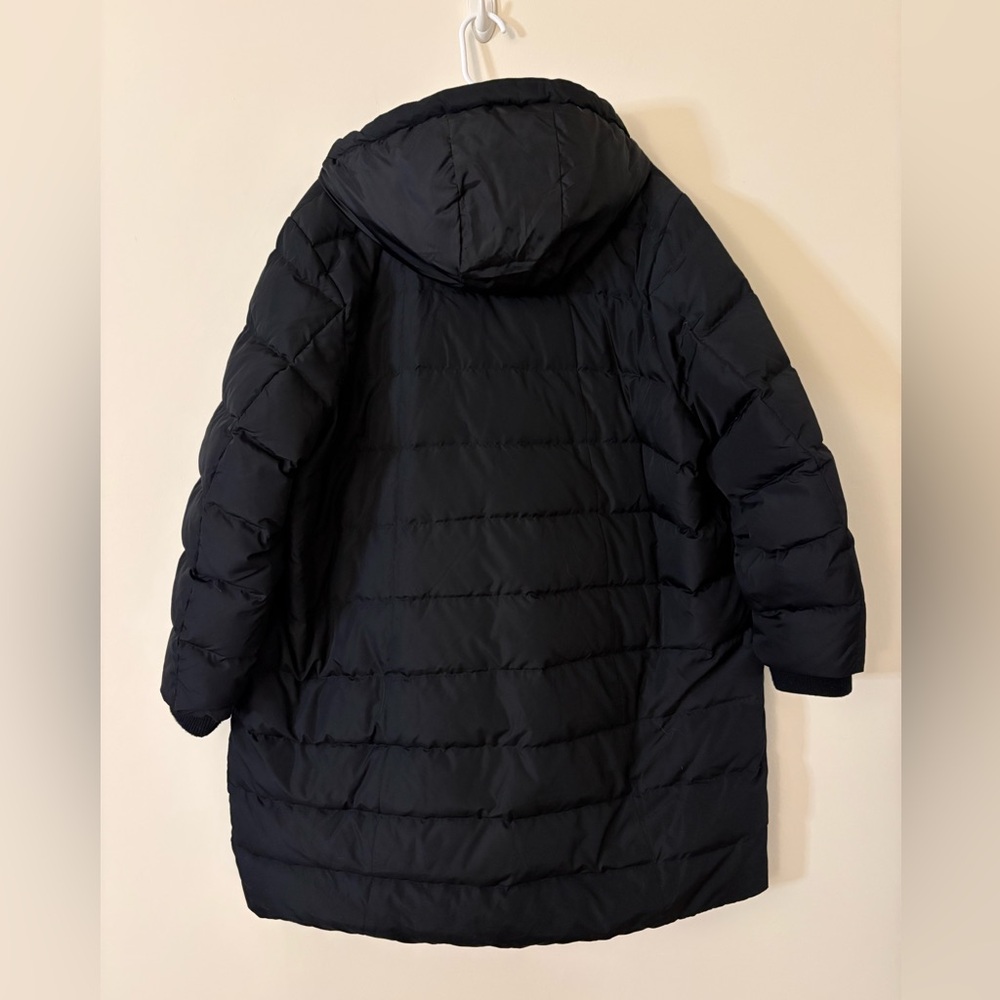 Lands' End Long Black Thick Puffer Jacket Plus Size 3X with Removable Hood - Picture 3 of 4